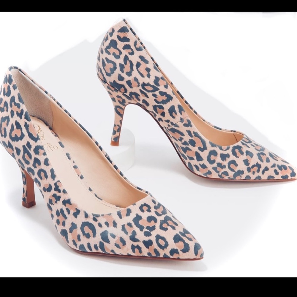 Vince Camuto Leather Mid-Heel Pumps - Rachella - Picture 1 of 11